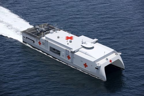 Zamówione okręty szpitalne EMS będą miały długość ok. 110 m i szerokości 31,5 m. Na ich pokładach można będzie zaokrętować 223 osoby, w tym prawdopodobnie 124 pacjentów / Ilustracja: Austal USA