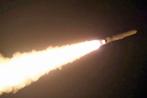 Pierwszy testowy start północnokoreańskiego pocisku samosterującego Pulhwasal-3-31 / Zdjęcie: KCNA