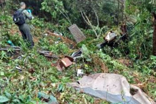 Szczątki śmigłowca UH-60A Black Hawk, który rozbił się w gminie Caramanta w Kolumbii / Zdjęcie: AND-NP