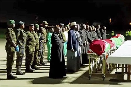Uroczystości pogrzebowe kenijskich żołnierzy, którzy zginęli w katastrofie 18 kwietnia 2024 / Zdjęcia: Kenya PR