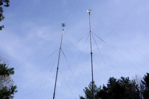 Maszty z antenami radiolinii R-460A podczas badań