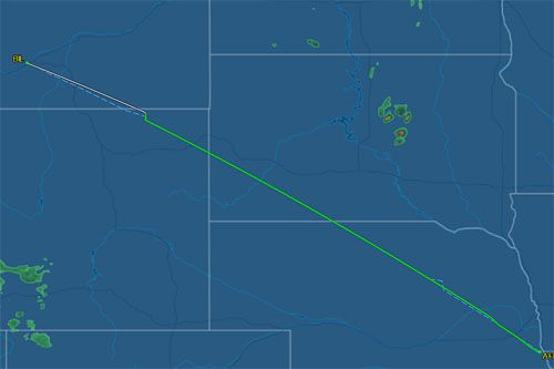 Trasa lotu samolotu, który rozbił się 26 lipca 2024 w stanie Wyoming w USA / Ilustracja: flightaware.com