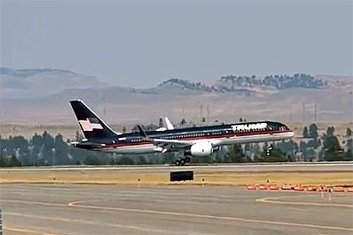 Boeing 757 z Donaldem Trumpem na pokładzie ląduje awaryjnie na międzynarodowym lotnisku Billings-Logan w stanie Montana / Zdjęcie: kadr z filmu KTVH