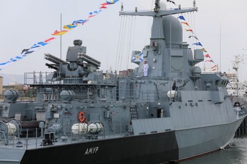 Amur jest szóstym okrętem proj. 22800 przyjętym do służby w WMF FR / Zdjęcie: MO FR