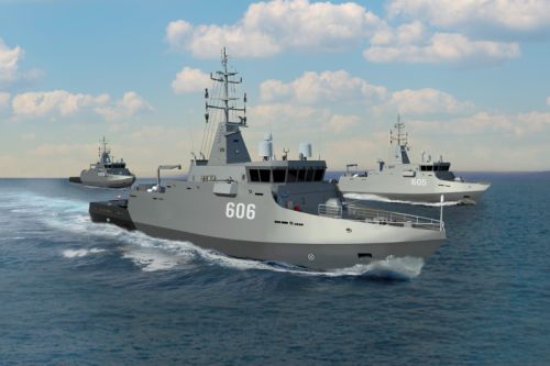 W porównaniu do prototypu, seryjne niszczyciele min typu Kormoran II różnią się przede wszystkim zmianami w uzbrojeniu artyleryjskim i podwodnych systemach przeciwminowych / Ilustracja: Remontowa Shipbuilding