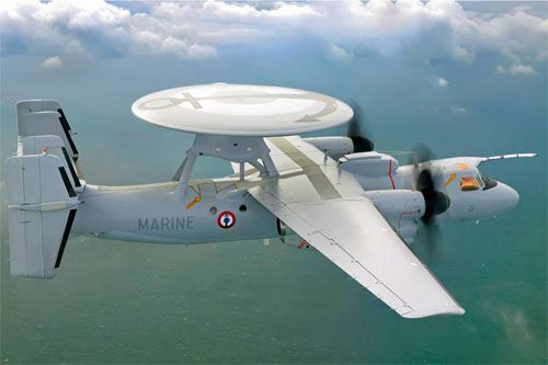 Wizja samolotu wczesnego ostrzegania E-2D Hawkeye dla francuskiego lotnictwa morskiego / Ilustracja: Northrop Grumman