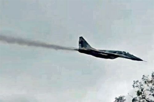 Ukraiński MiG-29 w rejonie Kijowa / Zdjęcie: via kanał Telegram