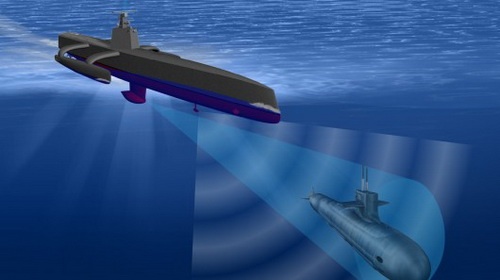 DARPA wybrała najbardziej konwencjonalny, a przy tym nie obarczony szczególnym ryzykiem eksperymentatorskim projekt nawodnego 40-metrowego katamaranu zespołu SAIC. ACTUV tego zespołu porusza się po powierzchni z gondolą sonarową pod dnem. Dziobnica jednostki, na wzór niszczycieli klasy Zumwalt, ma być pochylona do środka kadłuba