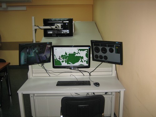 Panel of the instructor who supervises Rosomak driver's training using Rosiczka simulator