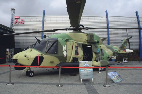 Podczas MSPO NH Industries zaprezentowało pełnowymiarową makietę śmigłowca NH90 /Zdjęcie: Bartosz Głowacki