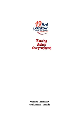 Katalog Aukcji charytatywnej - 19. Bal Lotników i Polskiej Obronności