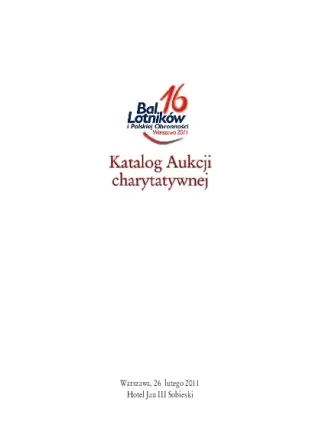 Katalog aukcji charytatywnej - 16. Bal Lotników