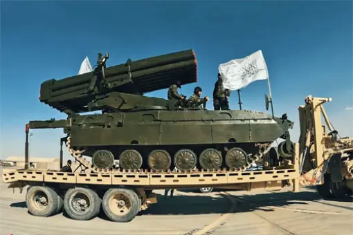 Afgańska wyrzutnia BM-27 Uragan na BMP-2D