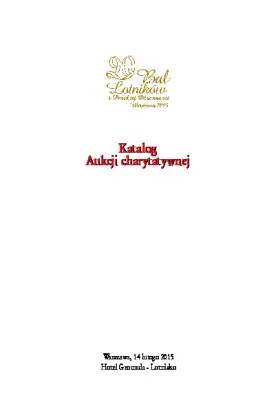 Katalog Aukcji charytatywnej - 20. Bal Lotników i Polskiej Obronności