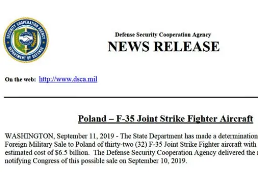Zgoda na sprzedaż Polsce F-35A