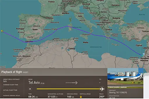 Samolot z Netanjahu ominął Europę