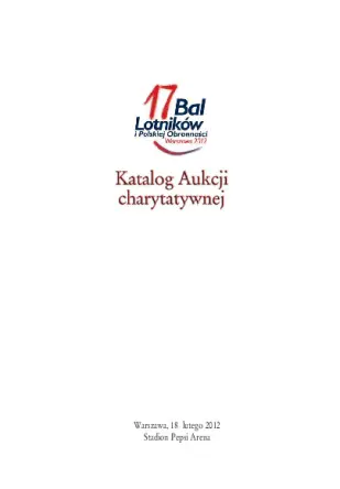 Katalog aukcji charytatywnej - 17. Bal Lotników